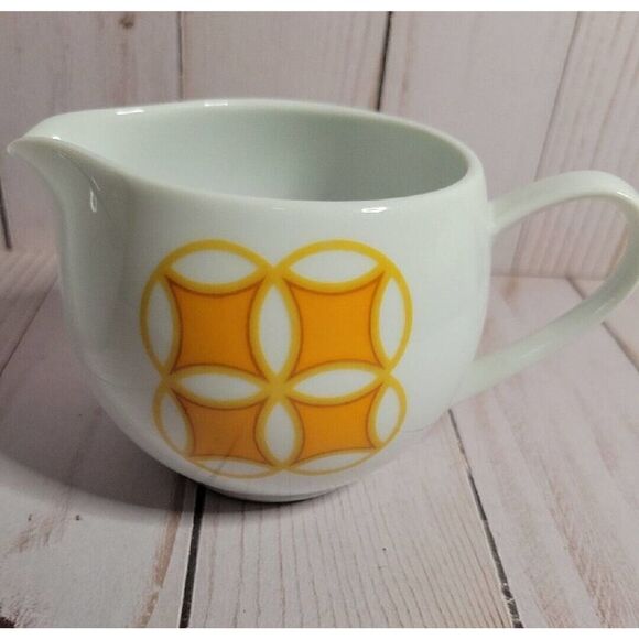 Mid Mod MIKASA PIVOTAL TANGENTS ORANGE Sugar Bowl & Lid CREAMER Ben Seibel VTG - Picture 2 of 11